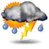 Intervalos nubosos con tormenta y lluvia escasa