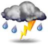 Cubierto con tormenta y lluvia escasa